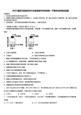2025届四川省宜宾市兴文县高级中学生物高一下期末达标测试试题含解析