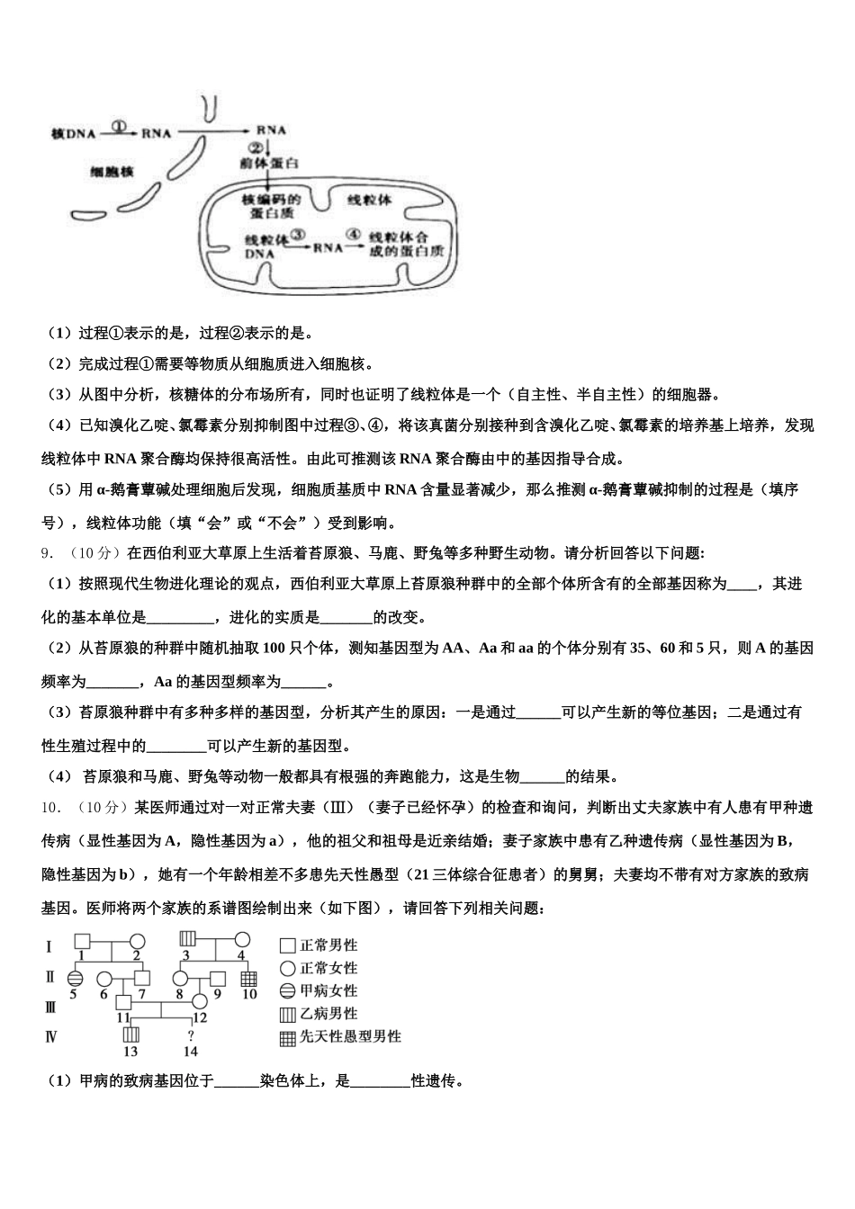 四川省广元市实验中学2025年生物高一下期末考试试题含解析_第3页