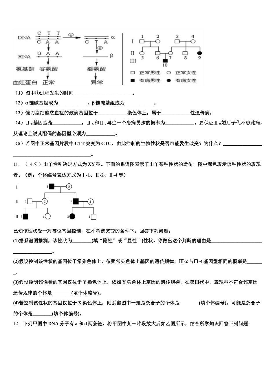 2024-2025学年雅安市重点中学生物高一第二学期期末综合测试模拟试题含解析_第3页