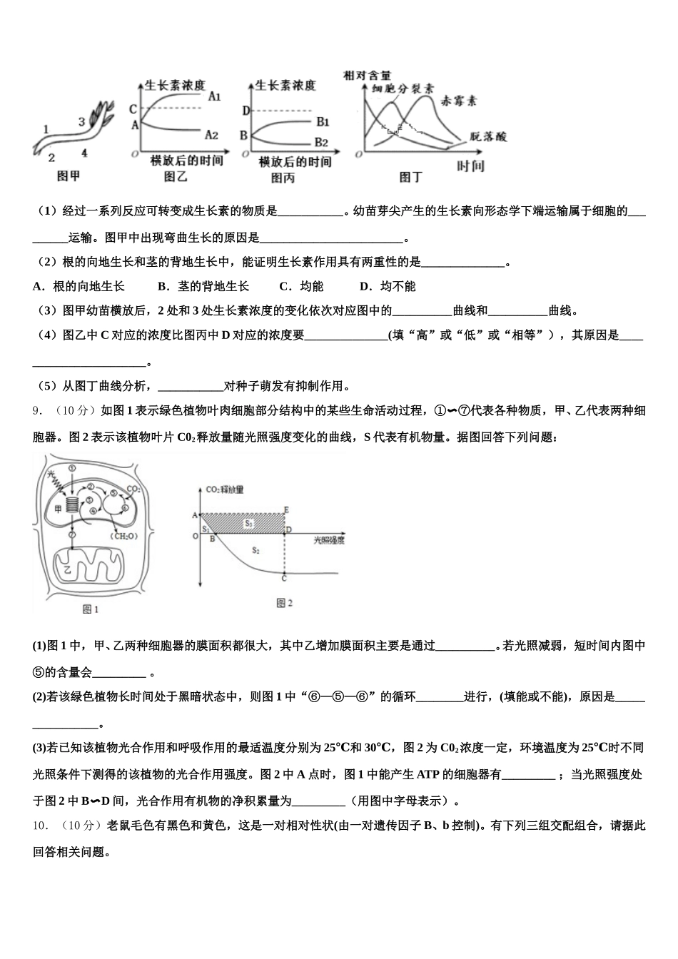 四川省三台县芦溪中学2025年高一下生物期末学业水平测试试题含解析_第3页