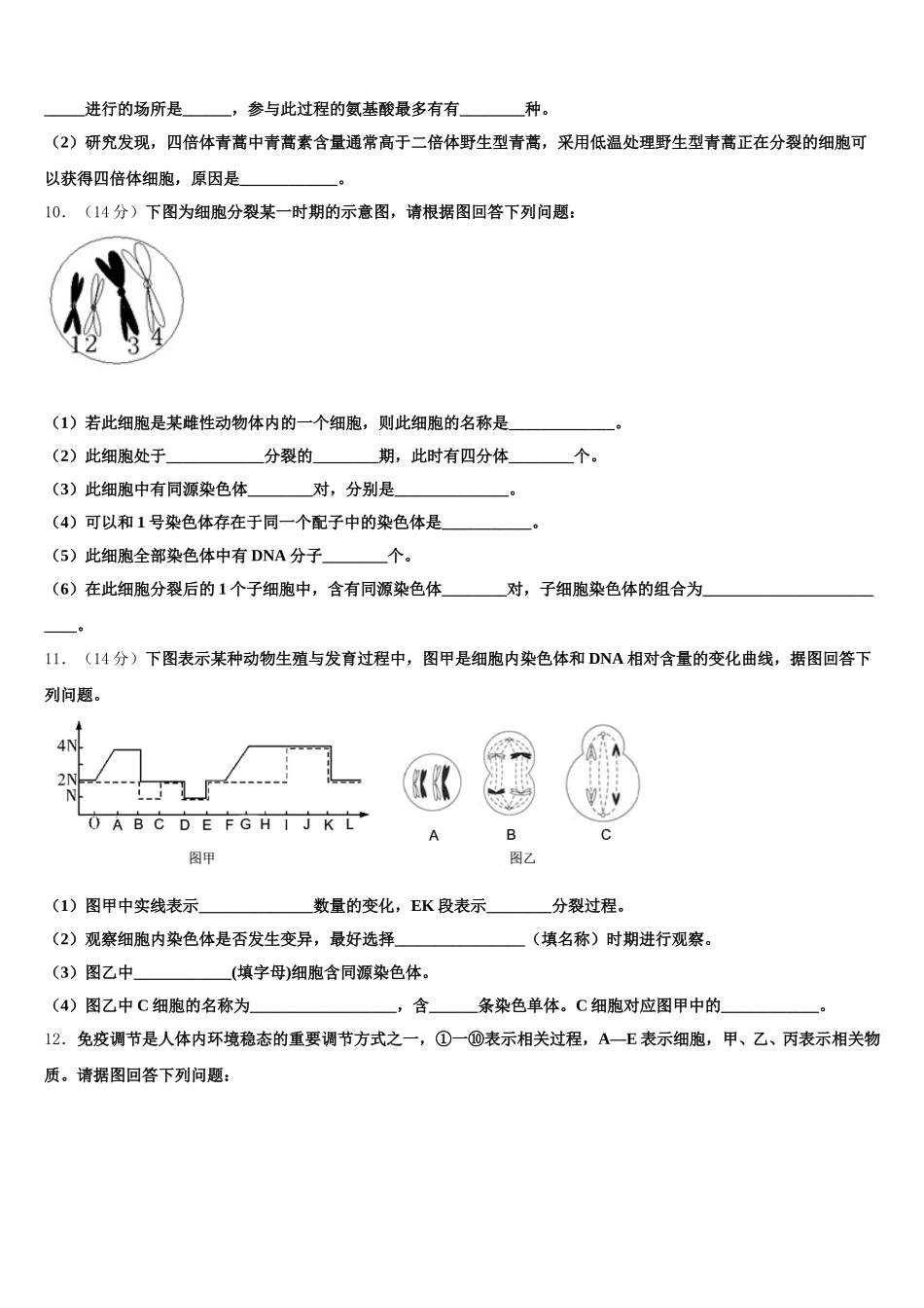 2025届四川省华蓥一中高高一下生物期末统考模拟试题含解析_第3页
