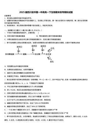 2025届四川省华蓥一中高高一下生物期末统考模拟试题含解析