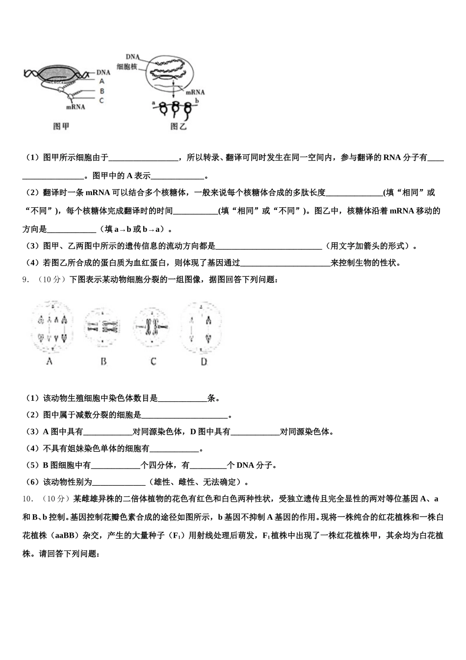 2024-2025学年四川省成都市实验中学高一下生物期末调研模拟试题含解析_第3页