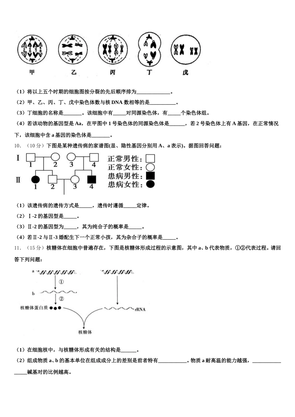 四川省成都市龙泉第二中学2025年生物高一第二学期期末学业质量监测模拟试题含解析_第3页