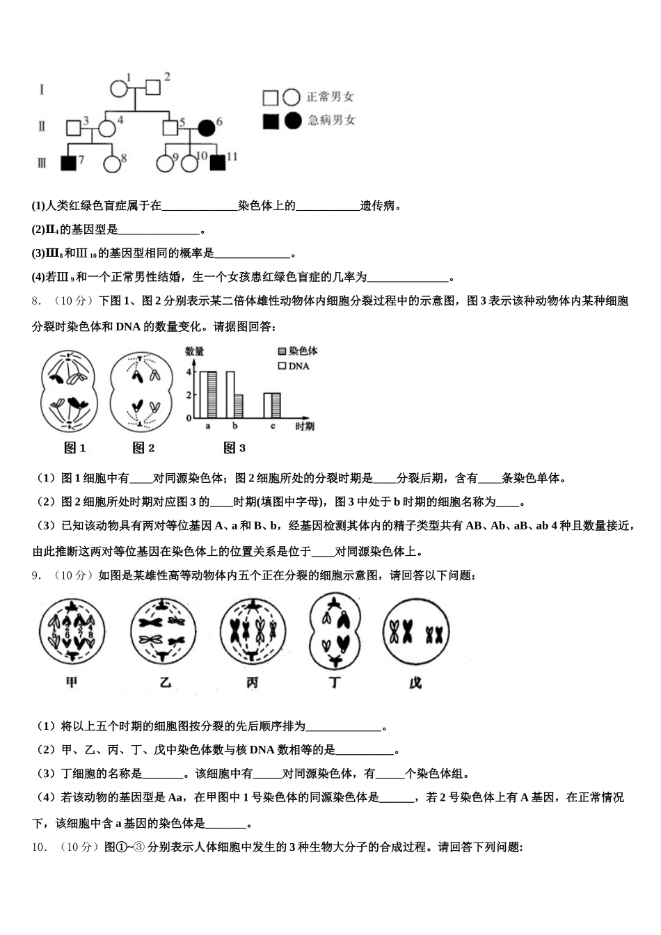 四川省阆中市阆中中学新区2025年高一生物第二学期期末经典模拟试题含解析_第3页