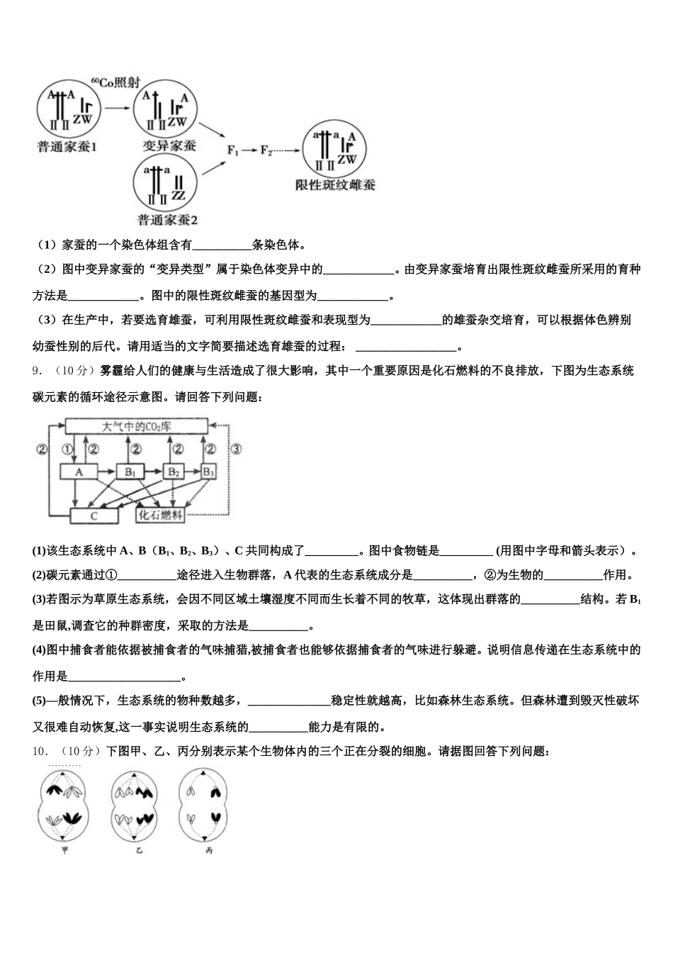 四川省成都市新都第一中学2024-2025学年生物高一第二学期期末学业水平测试模拟试题含解析_第3页