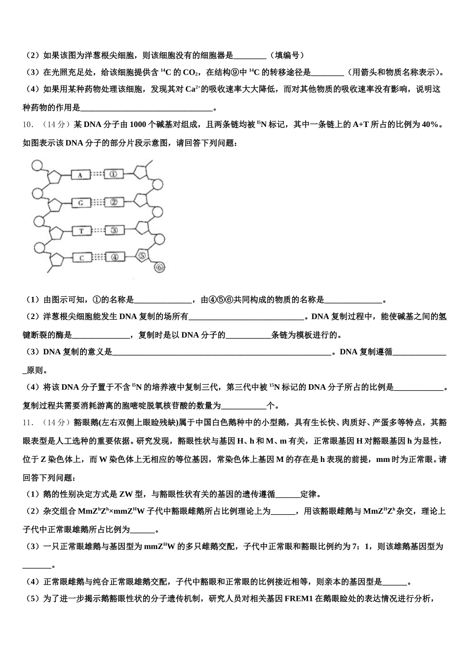甘肃省会宁县第二中学2024-2025学年高一生物第二学期期末联考试题含解析_第3页
