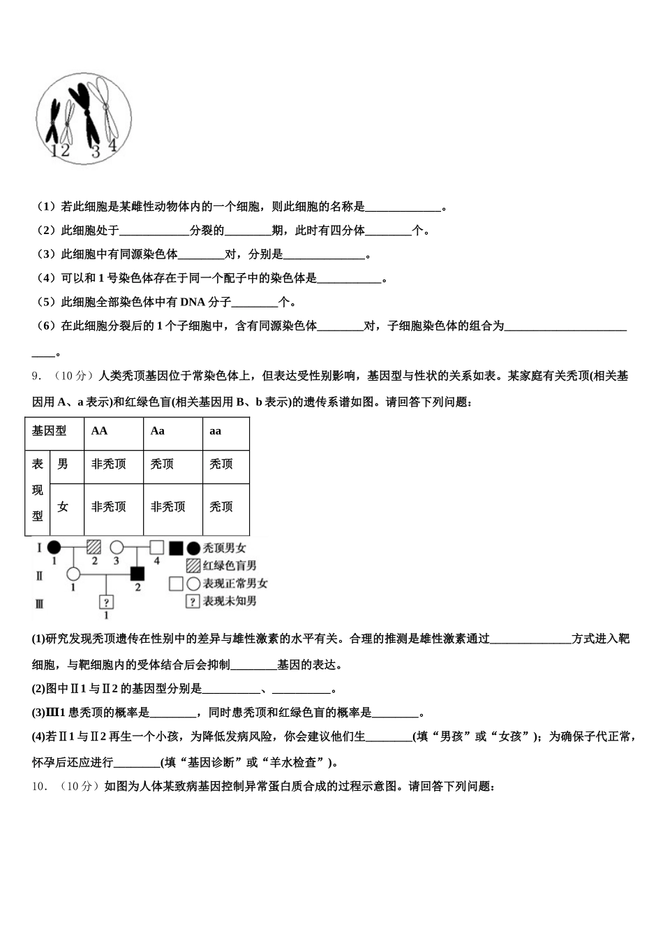 甘肃省兰州市西北师大附中2024-2025学年生物高一下期末联考模拟试题含解析_第3页