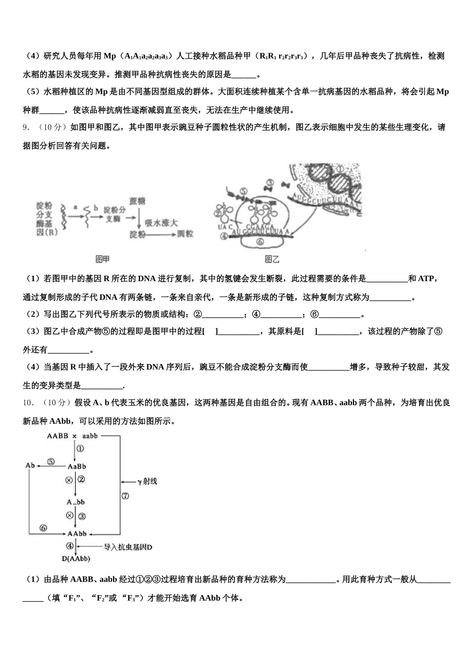甘肃省武威第二中学2025届高一下生物期末学业质量监测试题含解析_第3页