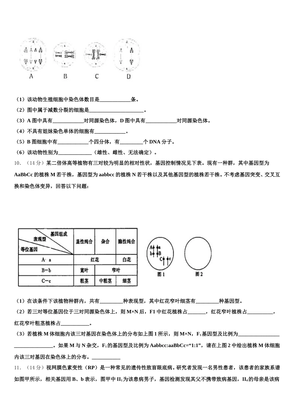 2024-2025学年金昌市重点中学生物高一第二学期期末考试模拟试题含解析_第3页