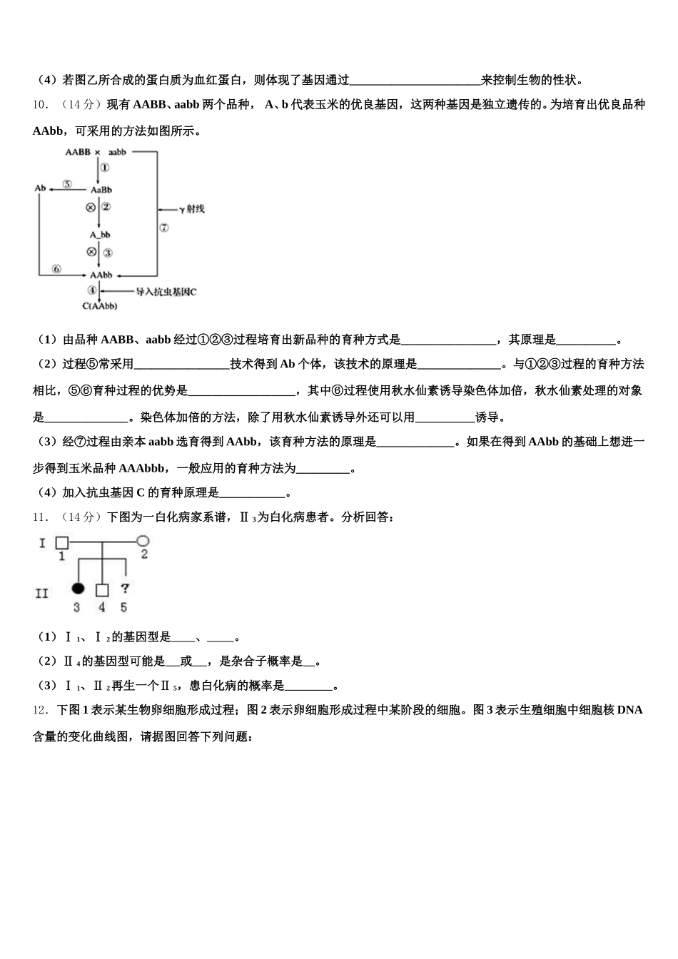 2025年甘肃省酒泉市瓜州县高一生物第二学期期末学业质量监测试题含解析_第3页