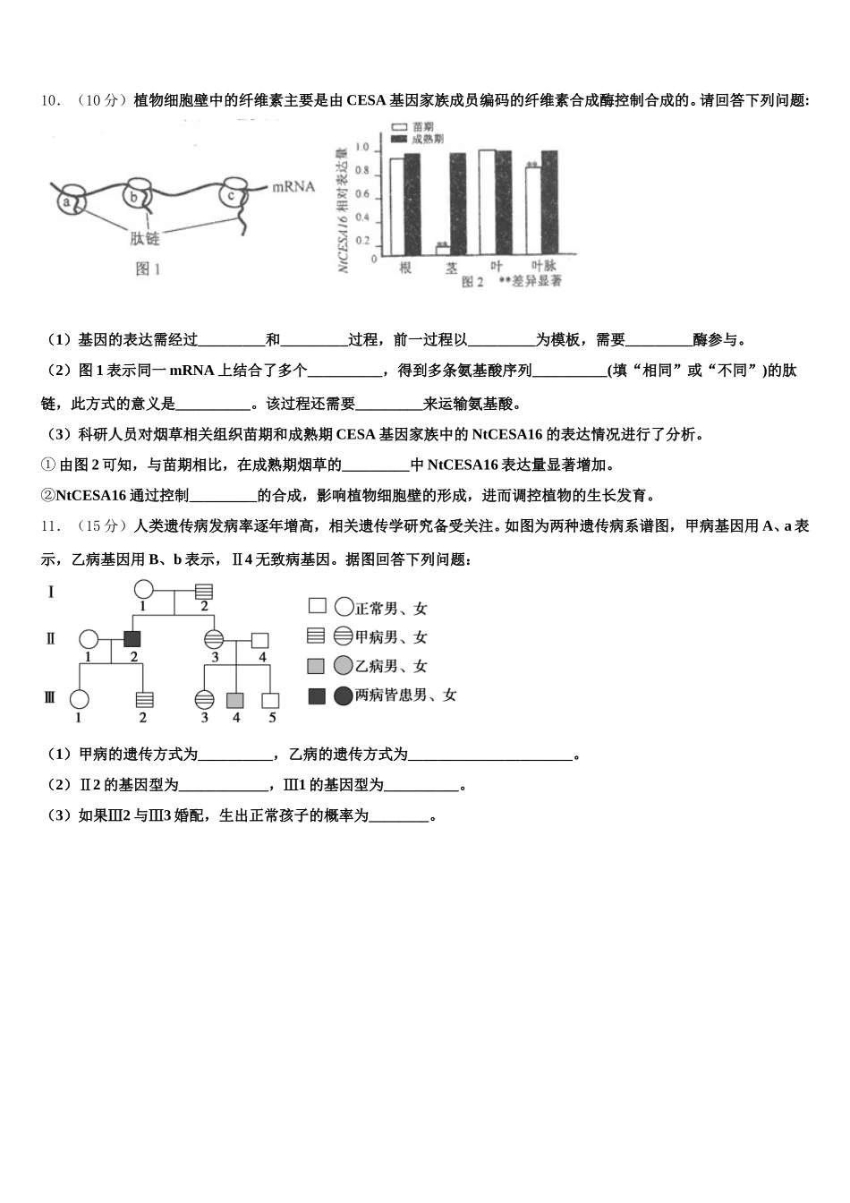 2025年甘肃省徽县第三中学生物高一第二学期期末教学质量检测模拟试题含解析_第3页