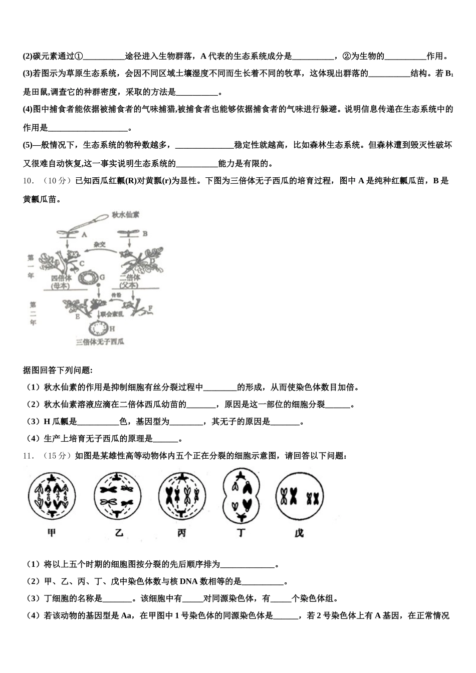 甘肃省永昌四中2025届高一生物第二学期期末考试试题含解析_第3页