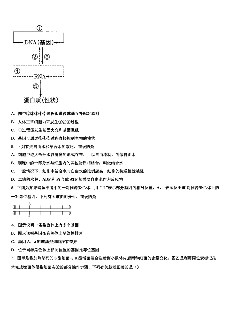 2025届甘肃省天水市秦安县第二中学高一下生物期末教学质量检测模拟试题含解析_第2页