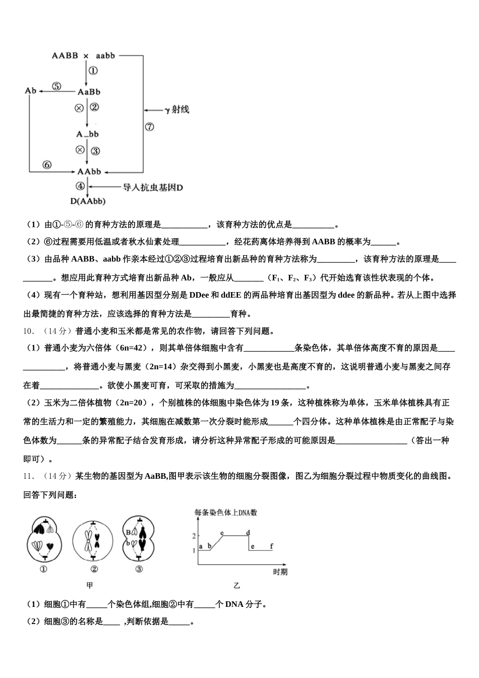 2025届甘肃省白银第一中学生物高一下期末综合测试试题含解析_第3页