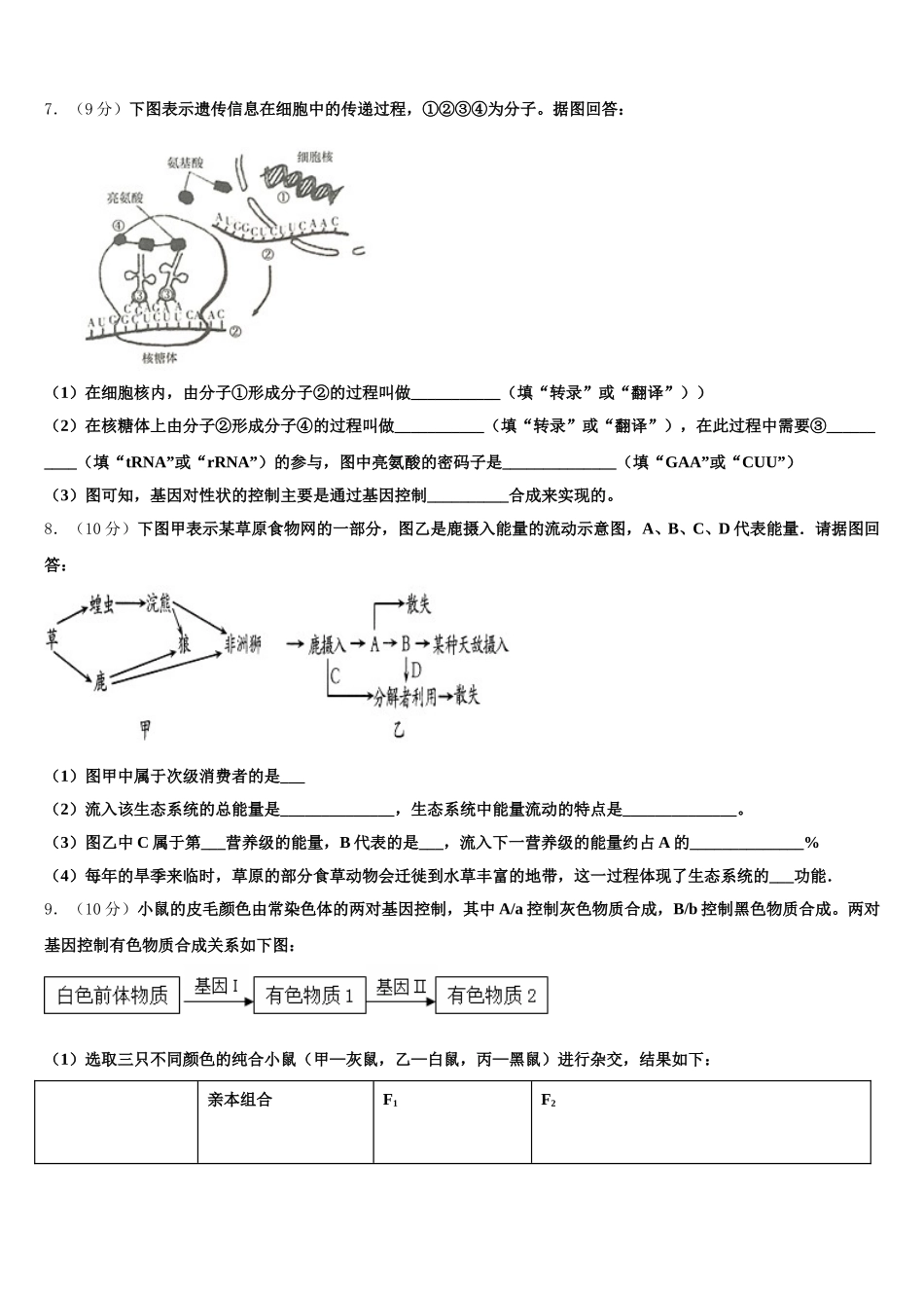 甘肃省静宁一中2024-2025学年生物高一下期末达标检测模拟试题含解析_第2页