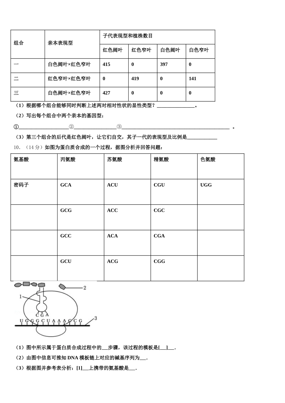 2025届甘肃省白银市会宁一中生物高一下期末统考模拟试题含解析_第3页