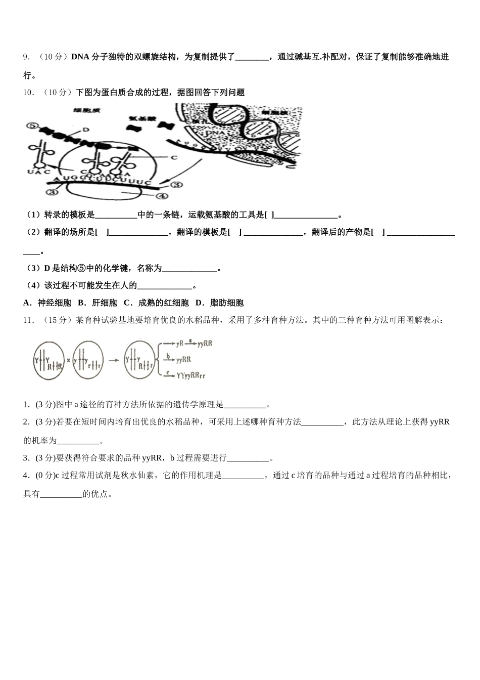 2025年甘肃省永昌县第四中学高一生物第二学期期末质量跟踪监视模拟试题含解析_第3页