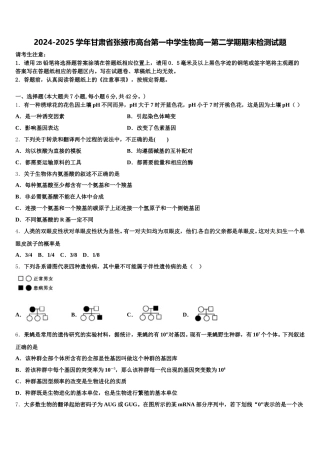 2024-2025学年甘肃省张掖市高台第一中学生物高一第二学期期末检测试题含解析