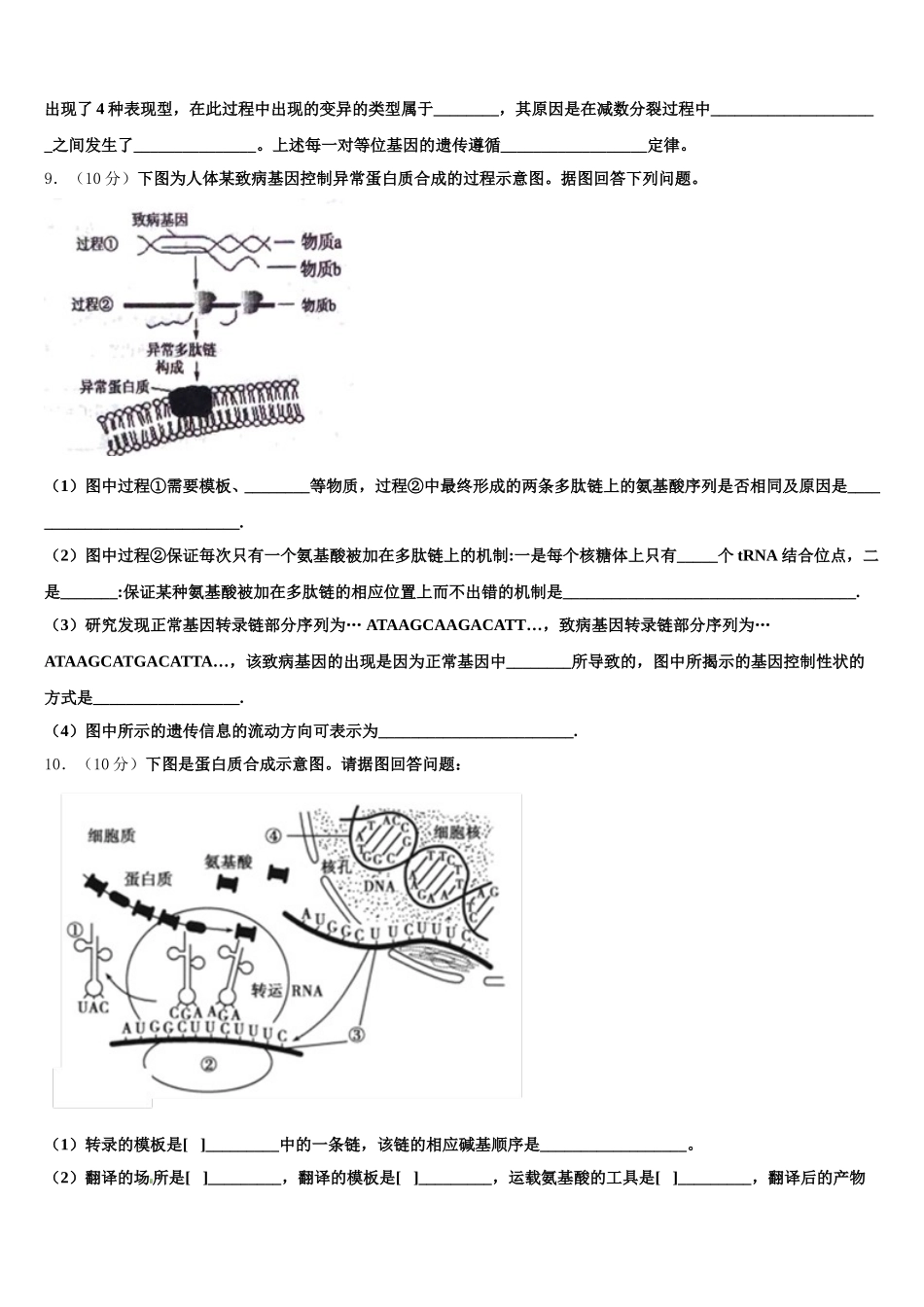 2025届甘肃省庆阳市第二中学生物高一第二学期期末质量检测模拟试题含解析_第3页