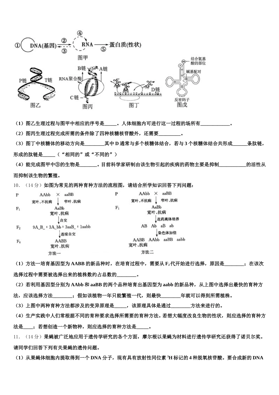 2024-2025学年甘肃省古浪县二中高一生物第二学期期末监测模拟试题含解析_第3页