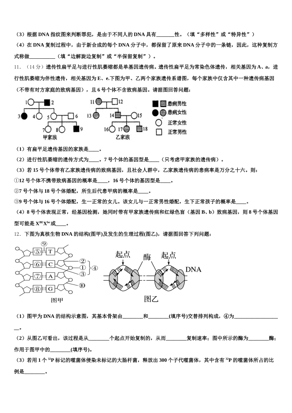 2024-2025学年甘肃省酒泉市瓜州县高一下生物期末统考试题含解析_第3页