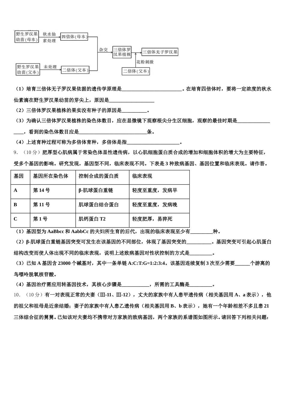 甘肃天水一中2025届生物高一下期末综合测试模拟试题含解析_第3页