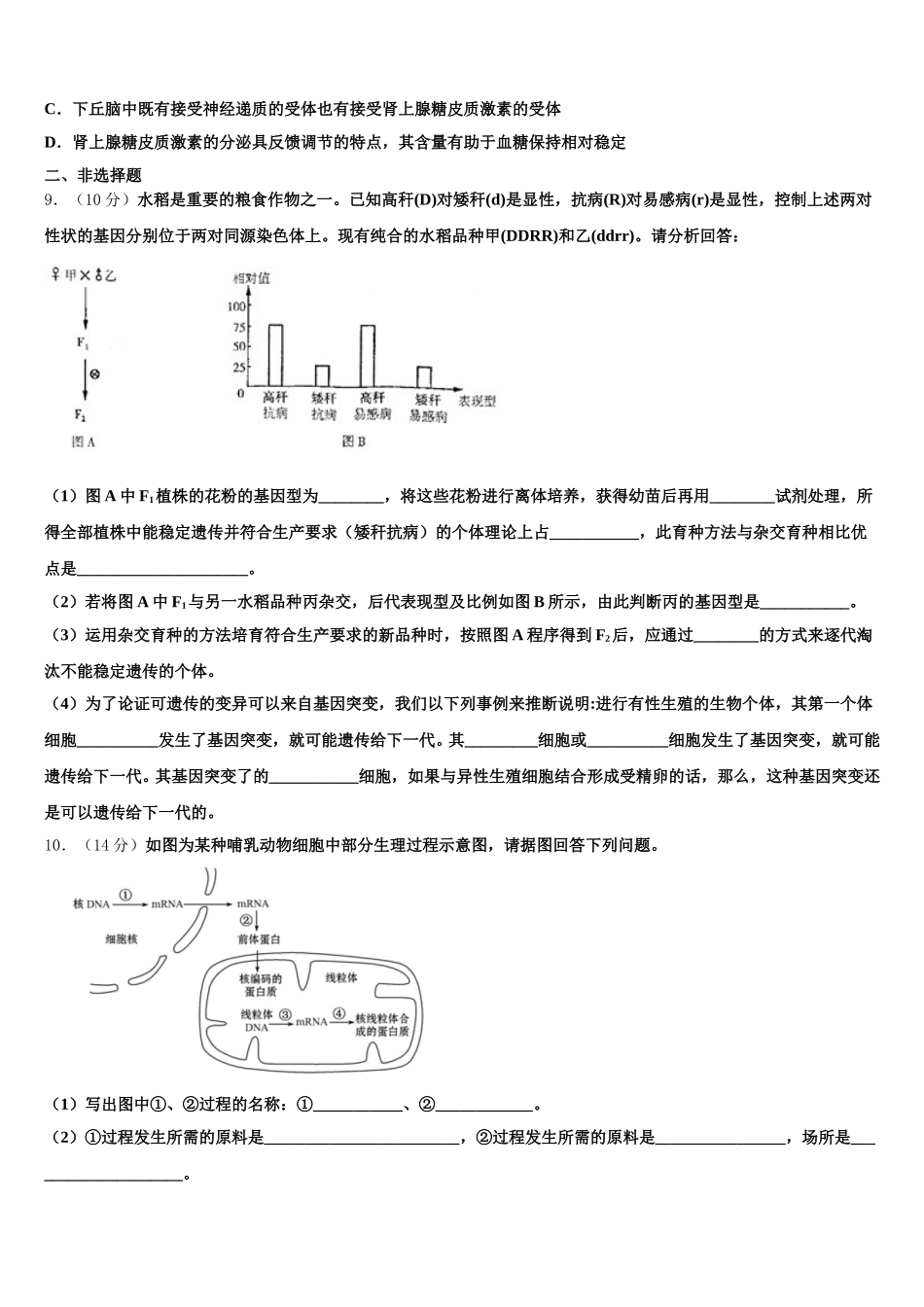 2025年甘肃省武威第十八中学生物高一下期末检测模拟试题含解析_第3页