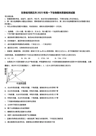甘肃省河西五市2025年高一下生物期末质量检测试题含解析