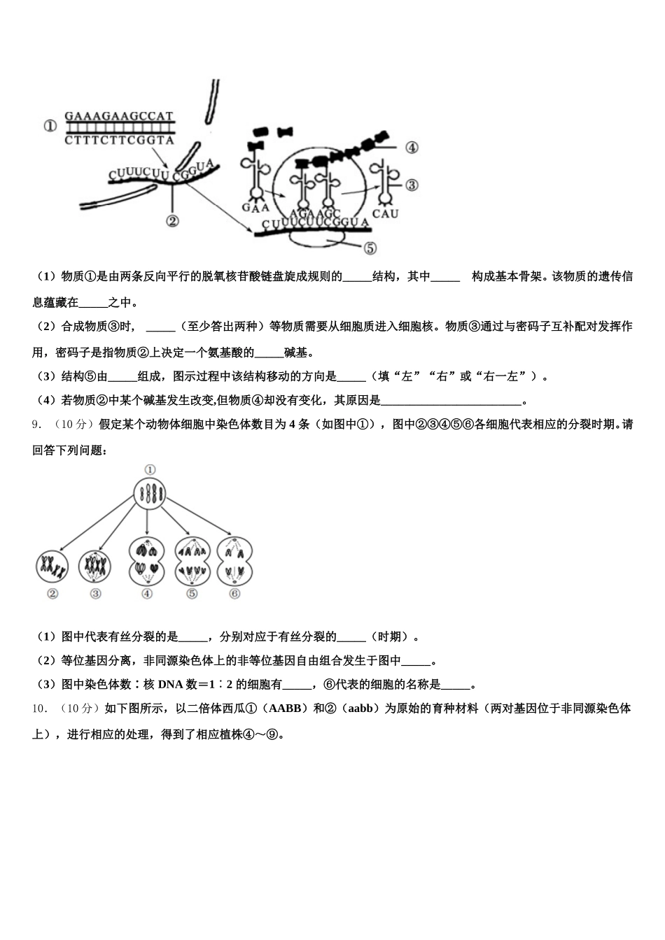 2025年甘肃省古浪县第二中学生物高一第二学期期末调研试题含解析_第3页