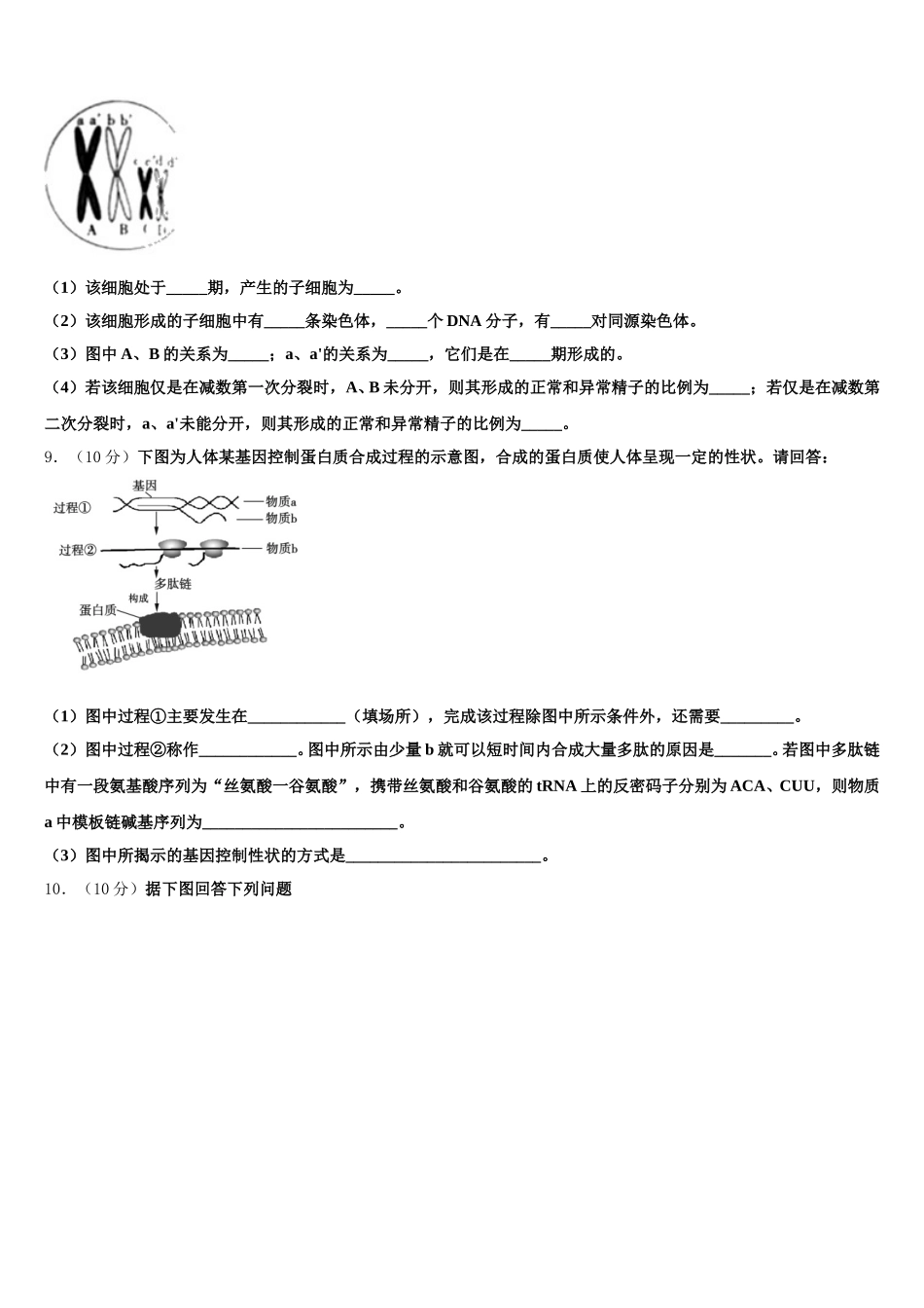 2025年甘肃省白银市靖远县第四中学高一生物第二学期期末学业水平测试模拟试题含解析_第3页