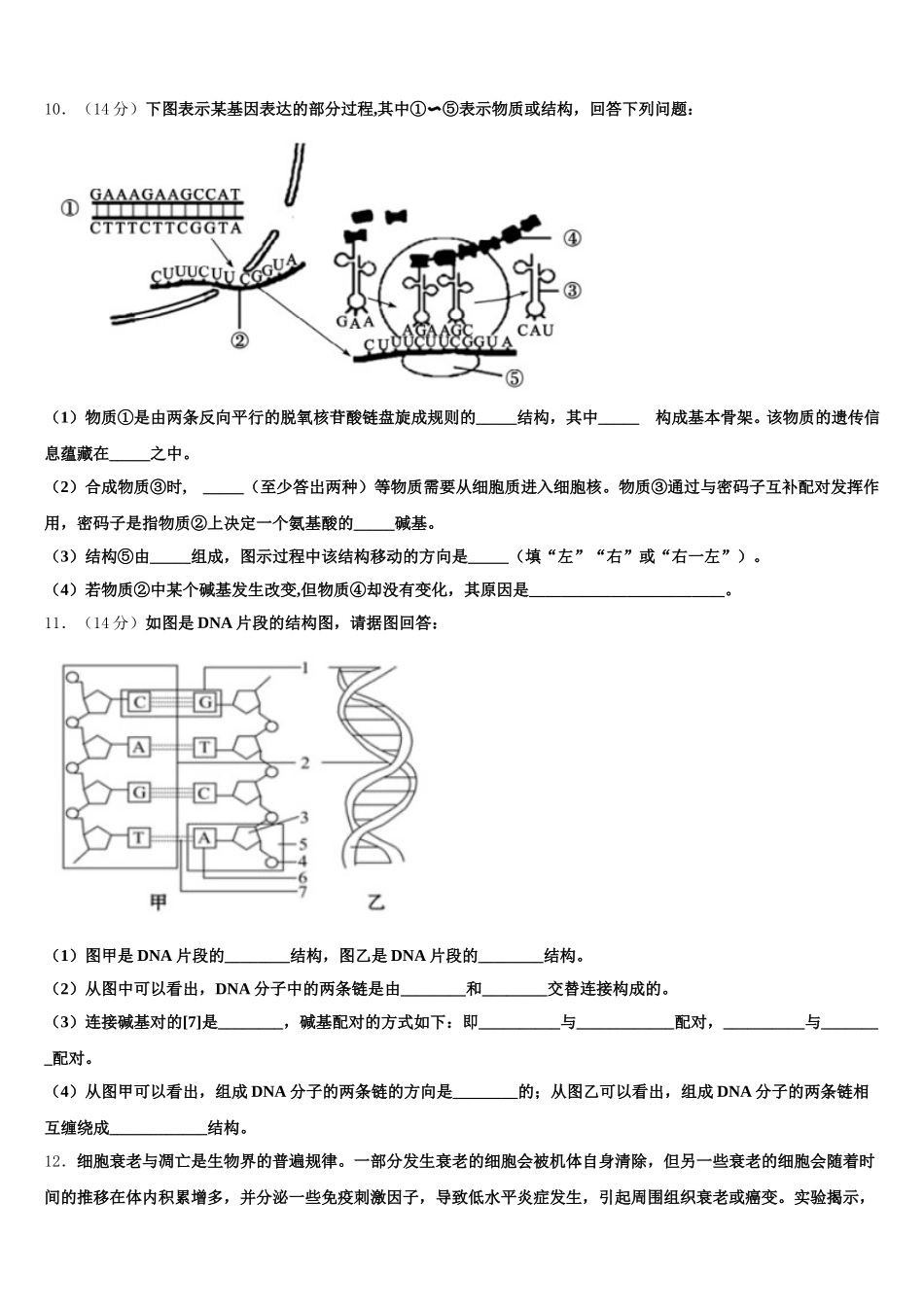 2025届兰州大学附属中学生物高一下期末监测试题含解析_第3页