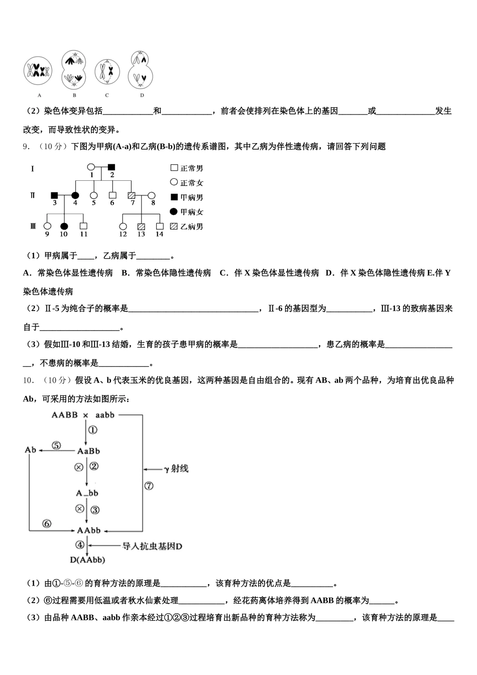 2025届甘肃省天水市五中生物高一下期末联考模拟试题含解析_第3页