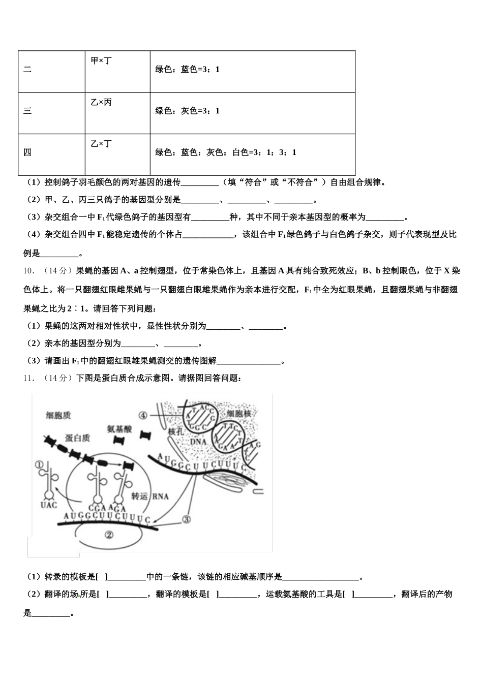 2025届甘肃省庆阳长庆中学高一下生物期末经典试题含解析_第3页