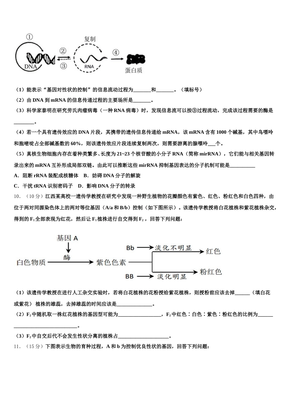 甘肃省白银市会宁县会宁县第一中学2025年高一下生物期末质量跟踪监视试题含解析_第3页