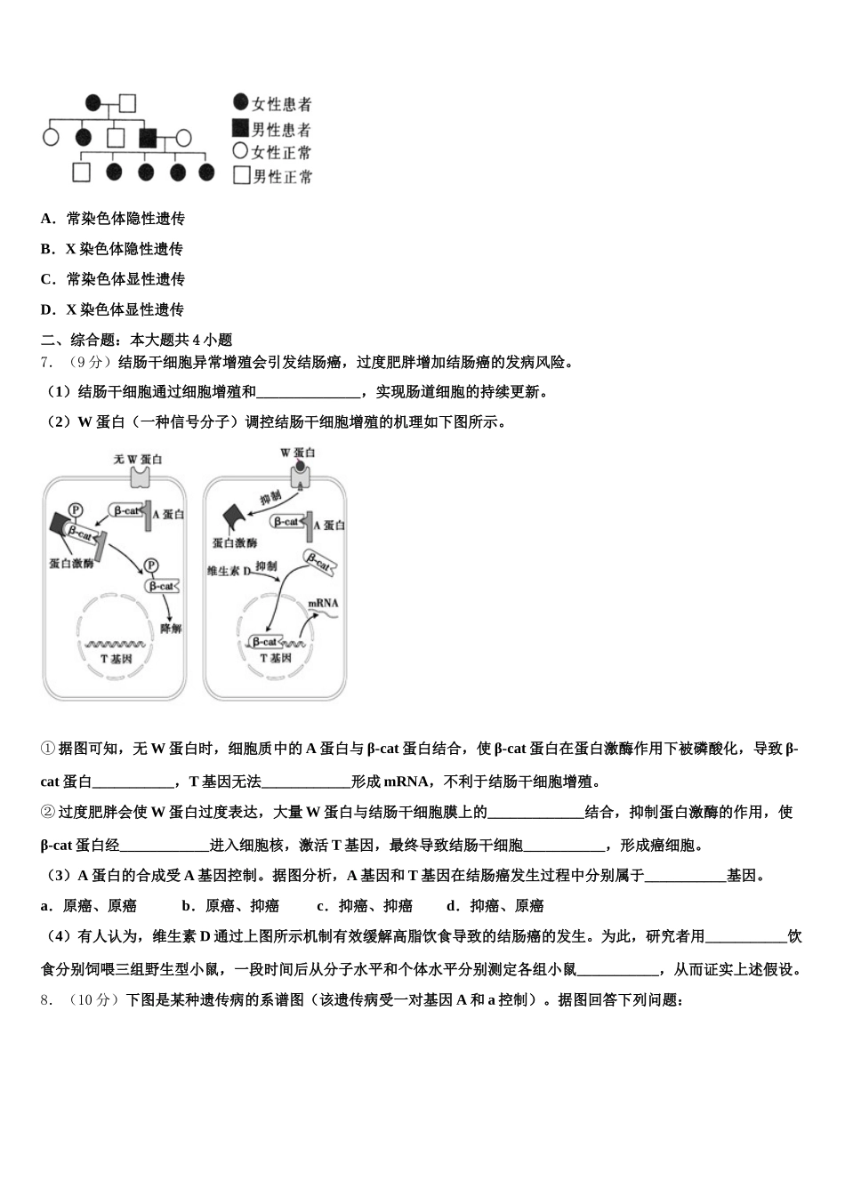 金昌市重点中学2025年生物高一第二学期期末统考试题含解析_第2页