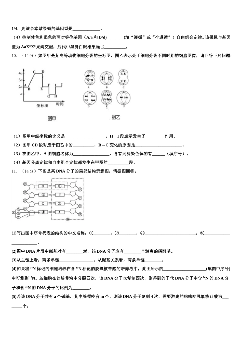 2024-2025学年甘肃省西北师范大学附属中学生物高一下期末联考试题含解析_第3页