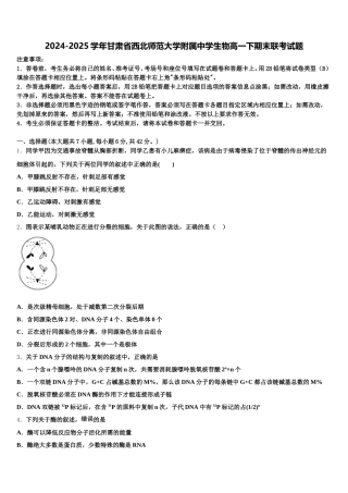 2024-2025学年甘肃省西北师范大学附属中学生物高一下期末联考试题含解析