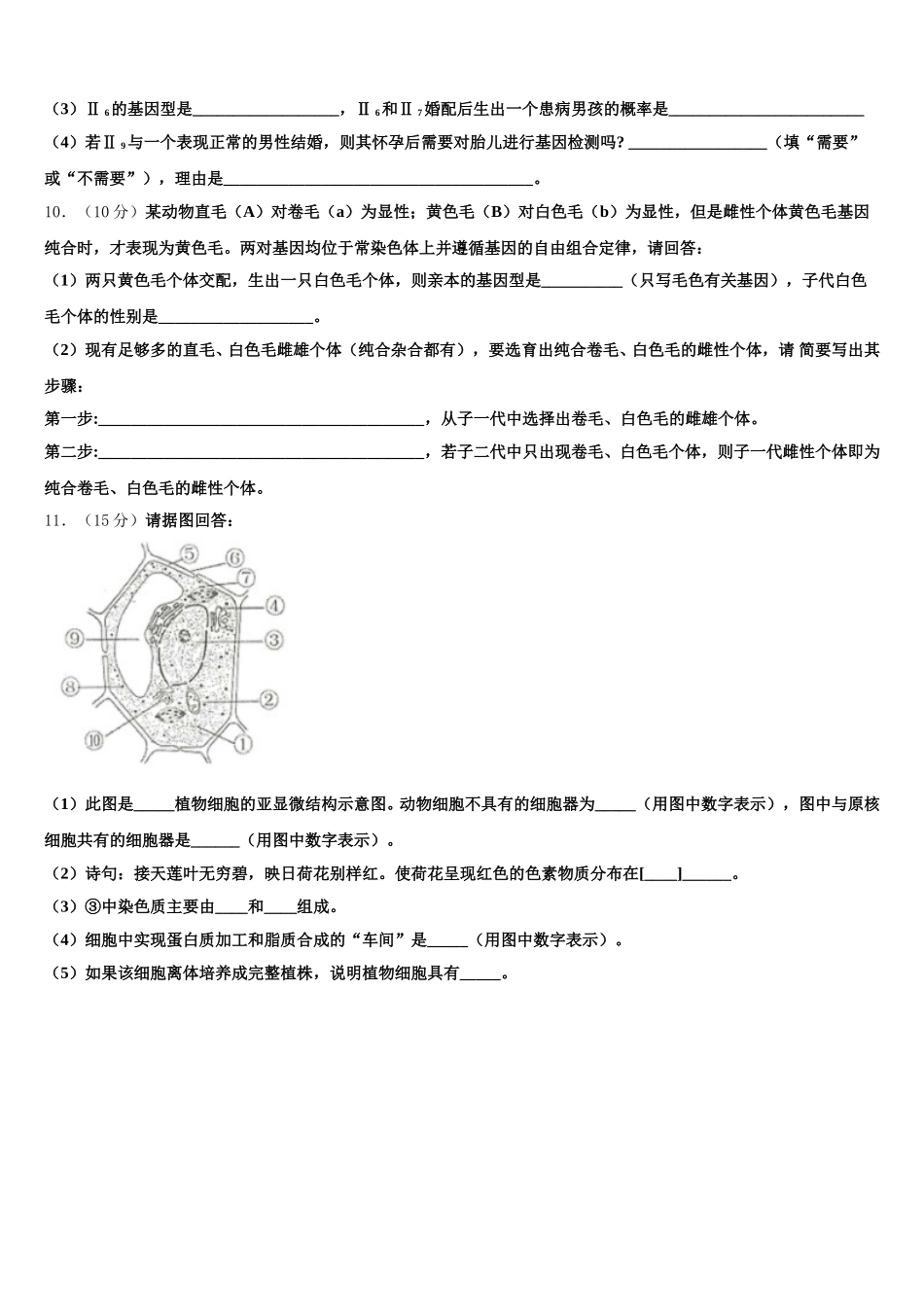2025届甘肃省古浪县第二中学生物高一下期末学业水平测试试题含解析_第3页