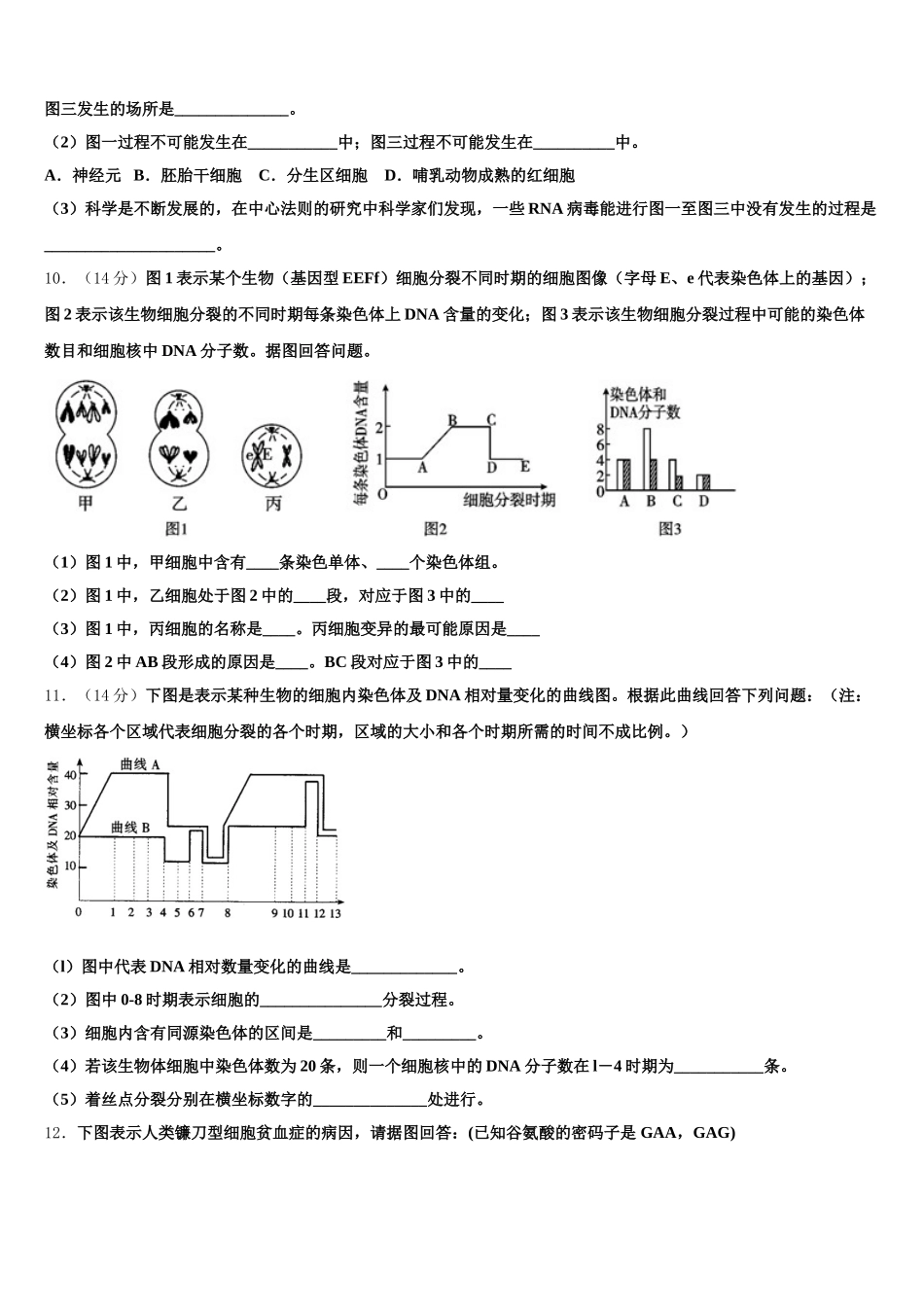 2025年定西市重点中学高一生物第二学期期末检测模拟试题含解析_第3页