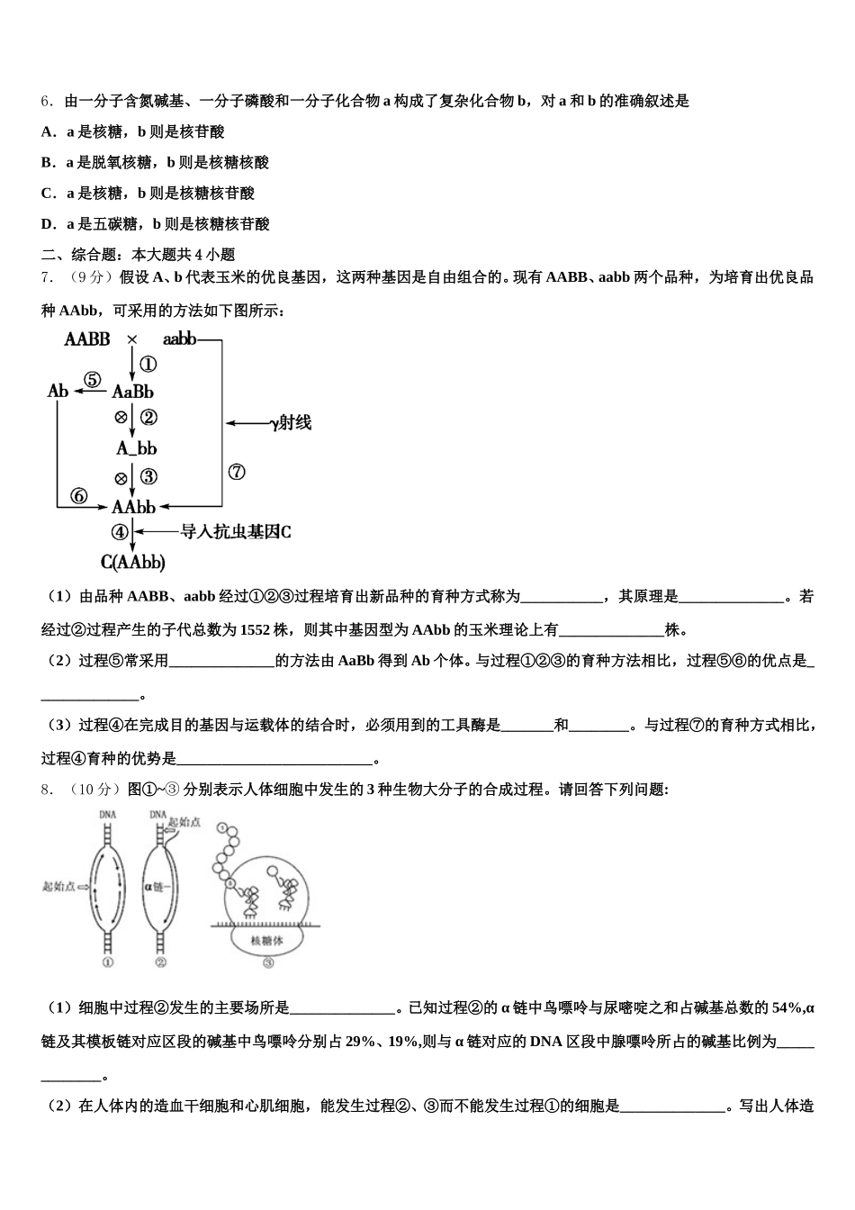甘肃兰化一中2025届高一下生物期末复习检测试题含解析_第2页