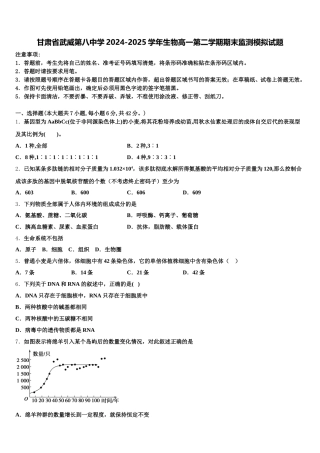 甘肃省武威第八中学2024-2025学年生物高一第二学期期末监测模拟试题含解析