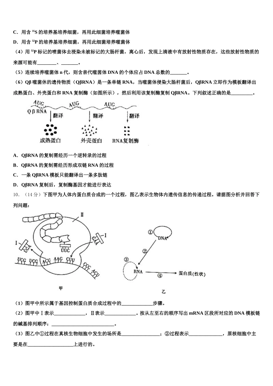 2025年甘肃省靖远二中生物高一第二学期期末学业质量监测模拟试题含解析_第3页