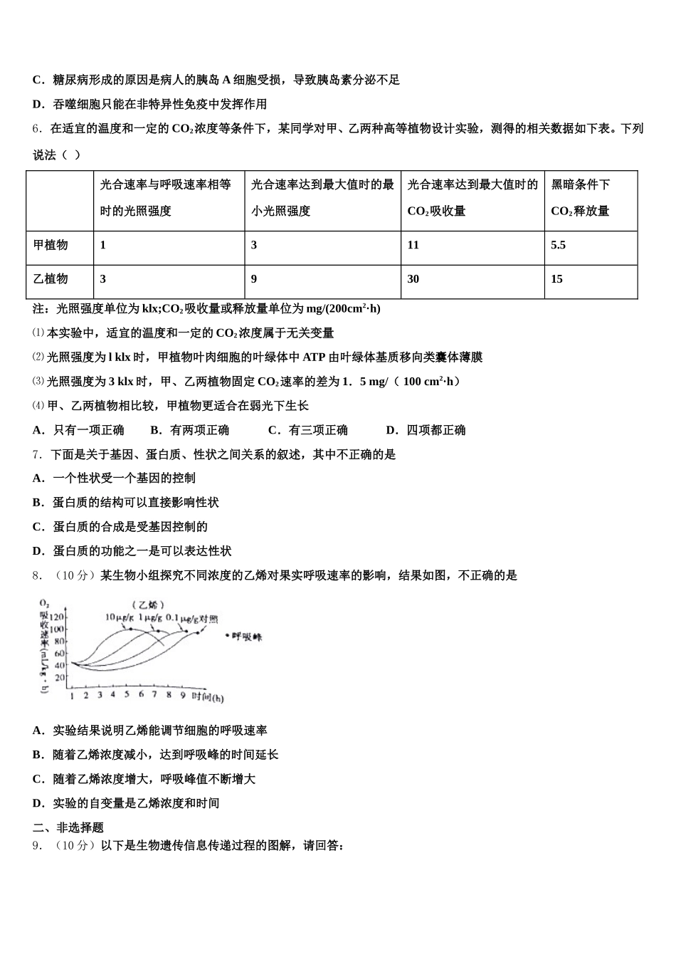 甘肃省酒泉市敦煌中学2025届生物高一第二学期期末质量检测模拟试题含解析_第2页