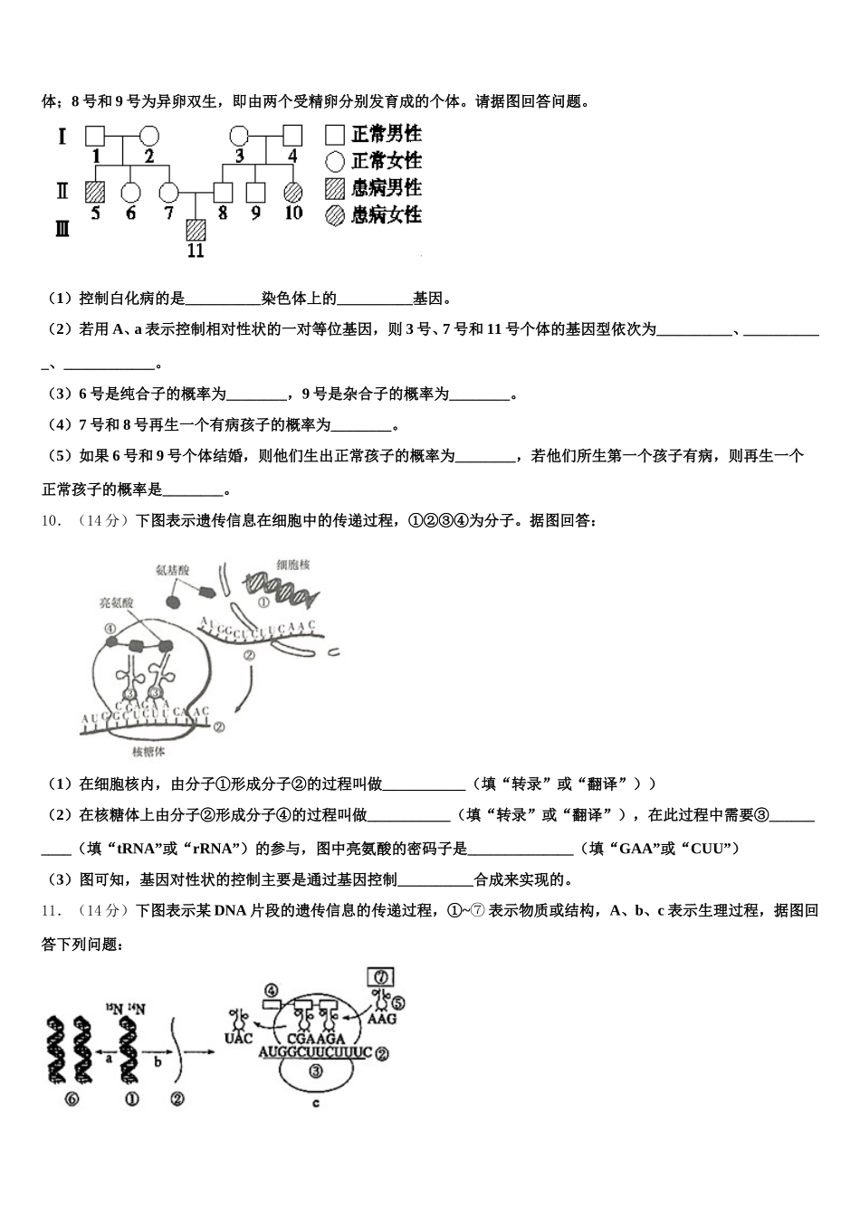 甘肃省白银市2025届生物高一下期末学业水平测试试题含解析_第3页