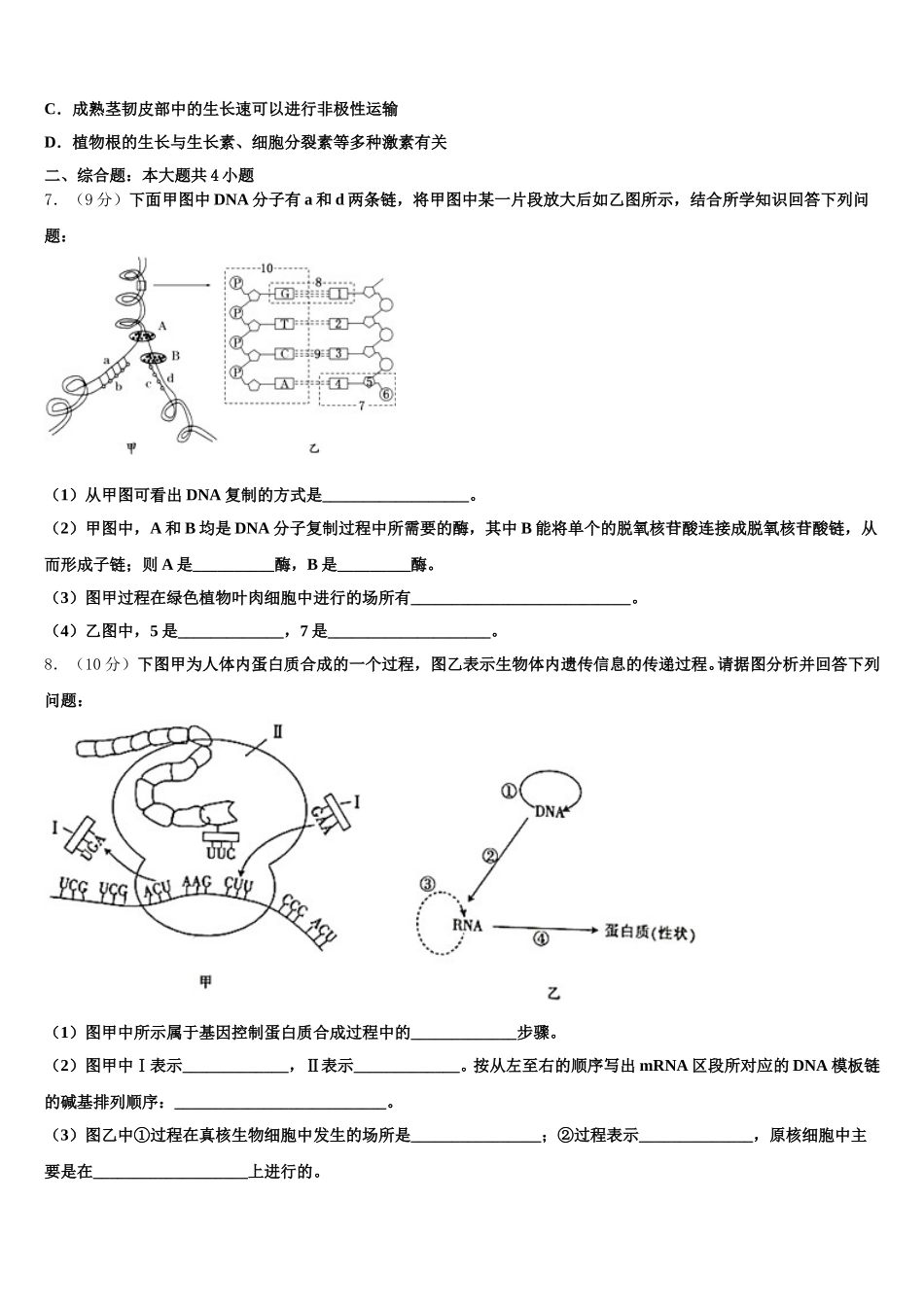甘肃省兰州市城关区第一中学2025年生物高一下期末学业质量监测模拟试题含解析_第2页