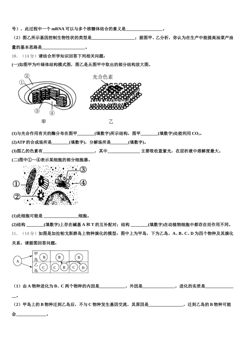 甘肃省白银市靖远第一中学2024-2025学年生物高一下期末教学质量检测模拟试题含解析_第3页
