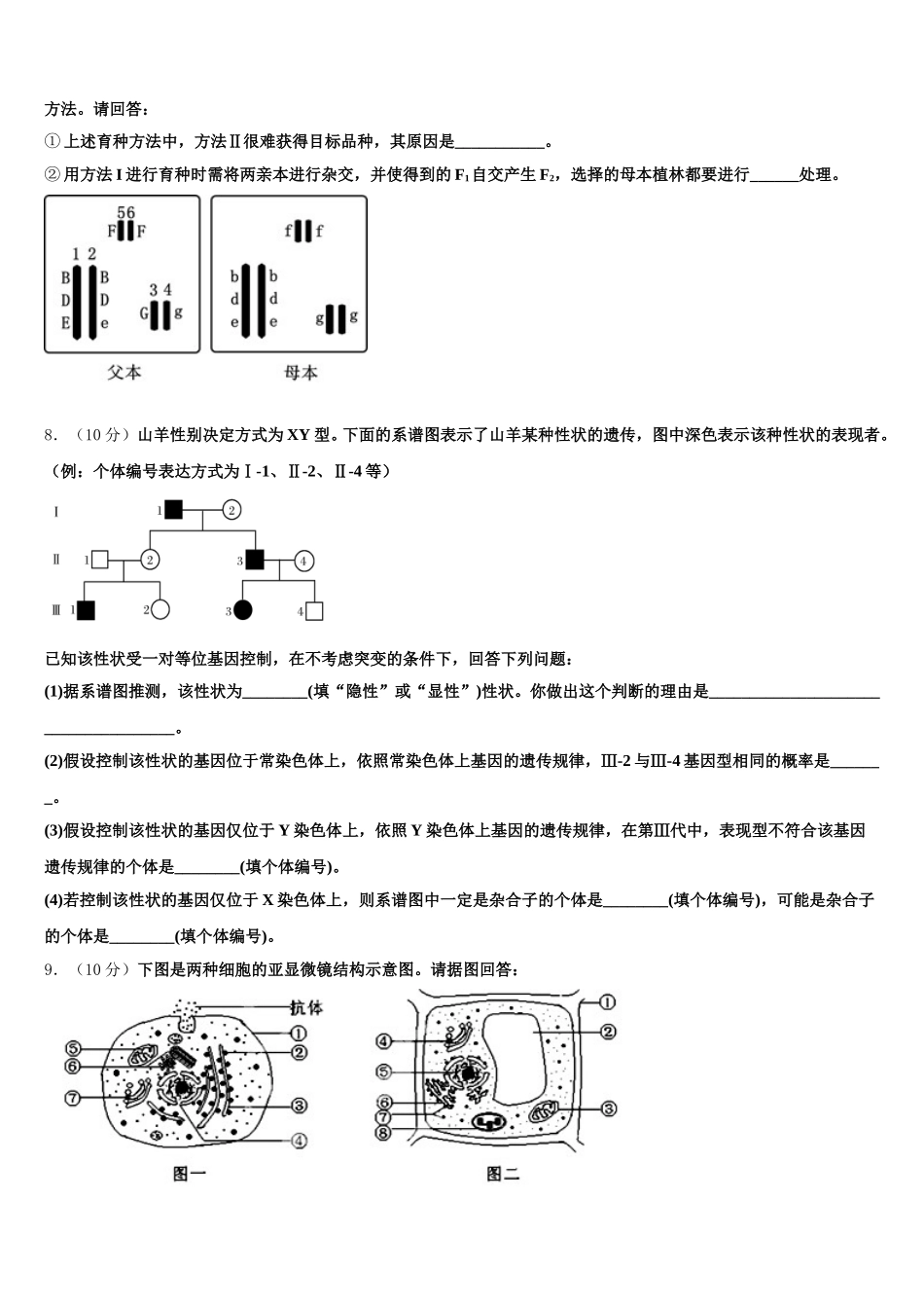 2024-2025学年甘肃省永昌县四中生物高一下期末调研试题含解析_第3页