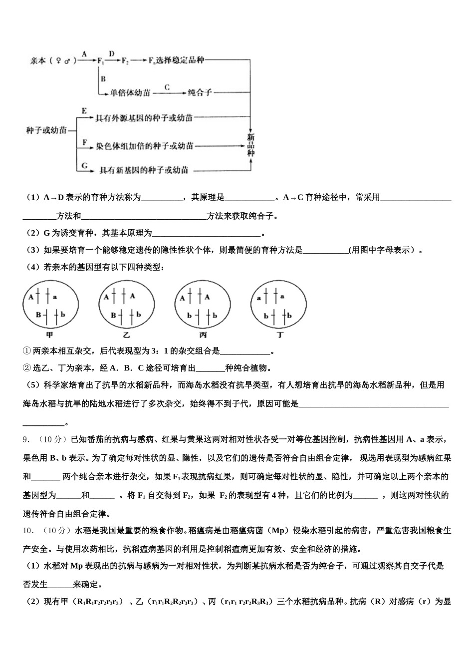 2025届甘肃省靖远县第四中学生物高一第二学期期末教学质量检测模拟试题含解析_第3页