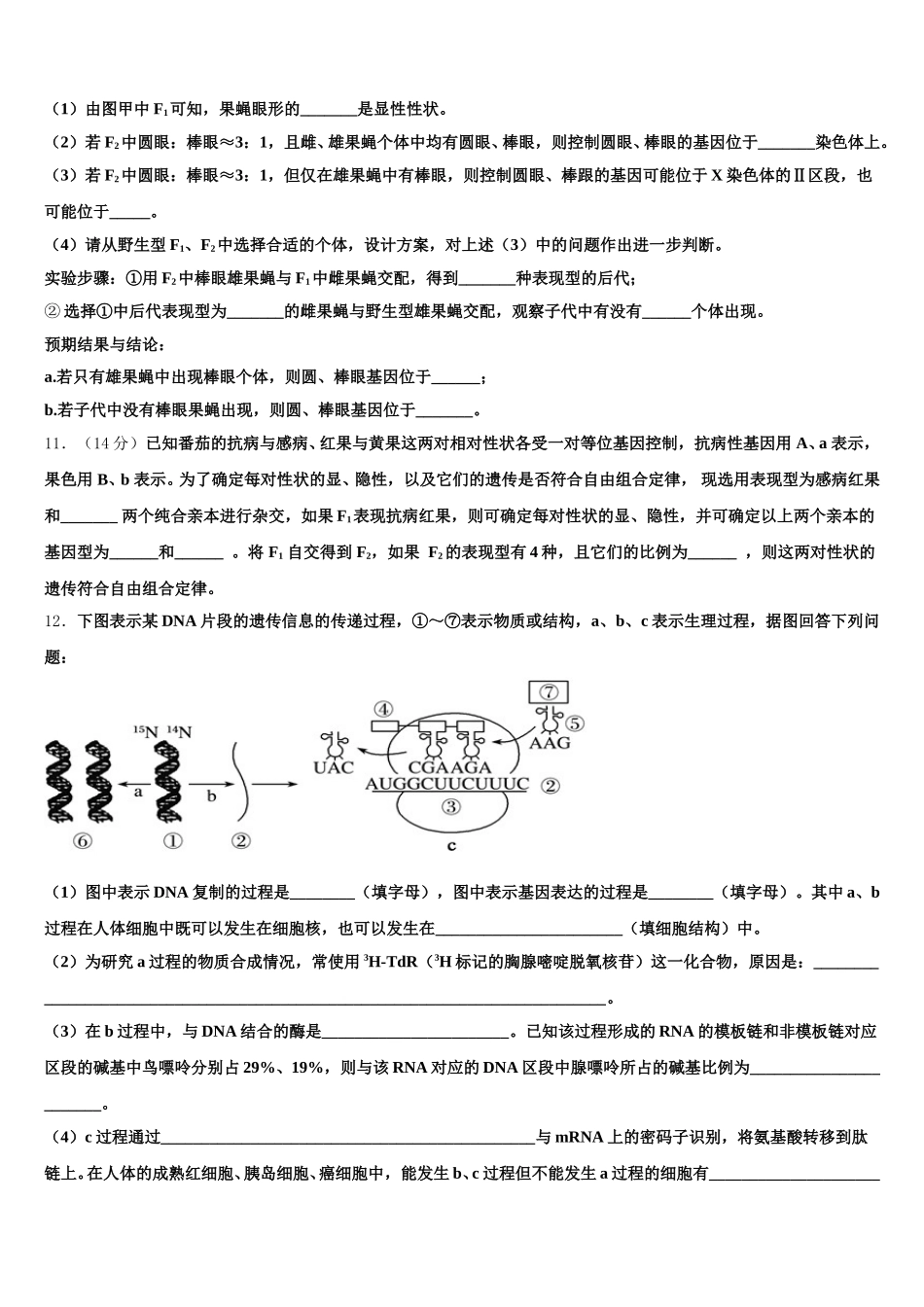 甘肃省会宁县第一中学2025年高一下生物期末联考模拟试题含解析_第3页